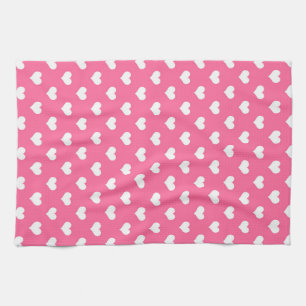 Linge De Cuisine Conception de motif de cœur d'amour blanc rose