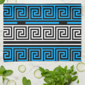 Linge De Cuisine Conception de motif de frise à clé grecque bleu no (Plié)