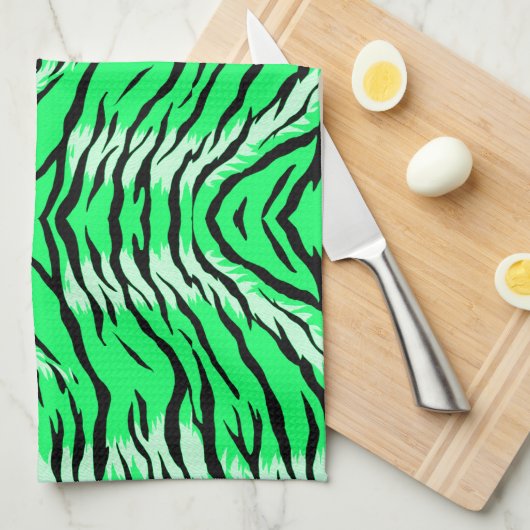 Linge De Cuisine Conception de motif de peau d'animal Tigre vert (Quart Plié)