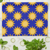 Linge De Cuisine Conception de motif de soleil sur fond bleu (Plié)