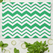 Linge De Cuisine Conception de motif en chevron zigzag blanc vert (Plié)