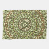Linge De Cuisine Conception de motif mandala de couleur vert terre (Horizontal)