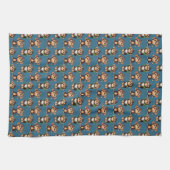 Linge De Cuisine Conception de motif singe bleu  (Horizontal)