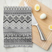 Linge De Cuisine Conception de motifs aztèques gris blanc (Quart Plié)