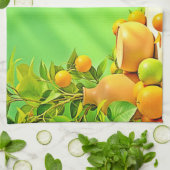Linge De Cuisine Conception de nature morte vibrante orange vert (Plié)