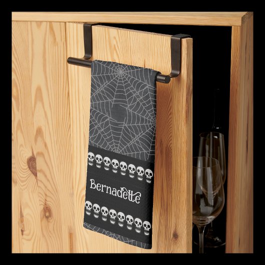 Linge De Cuisine Conception de nom de crâne et de toile d'araignée