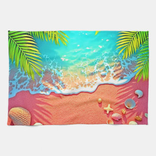 Linge De Cuisine Conception de paradis de plage de sable rose