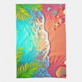 Linge De Cuisine Conception de paradis de plage de sable rose (Vertical)