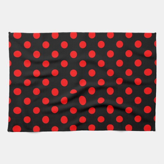 Linge De Cuisine Conception de points noirs rouges à pois (Horizontal)
