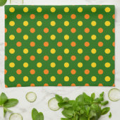 Linge De Cuisine Conception de pois orange jaune vert (Plié)