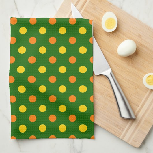Linge De Cuisine Conception de pois orange jaune vert (Quart Plié)