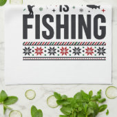 Linge De Cuisine Conception de pull moche de pêche à Noël (Plié)