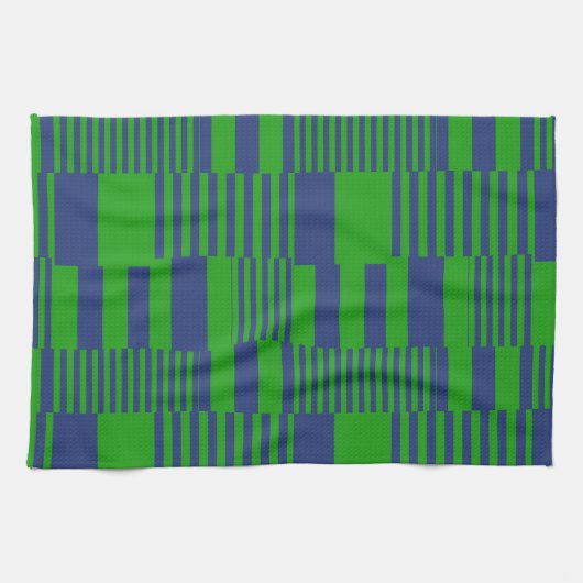 Linge De Cuisine Conception de rayures patchwork bleu vert  (Horizontal)