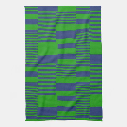 Linge De Cuisine Conception de rayures patchwork bleu vert  (Vertical)