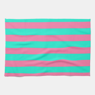 Linge De Cuisine Conception de rayures vert menthe rose
