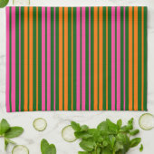 Linge De Cuisine Conception de rayures verticales orange vert rose (Plié)