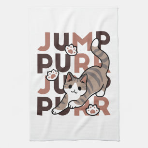 Linge De Cuisine Conception de saut de chat - Artwork de purr de sa