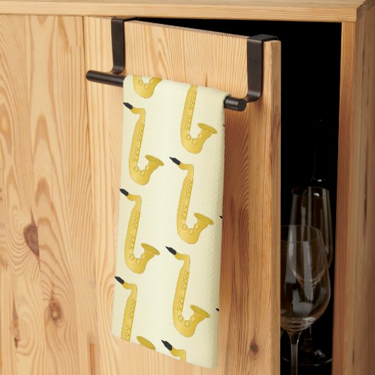 Linge De Cuisine Conception de saxophone sur fond de couleur au cho (Pliage en tiers)