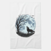 Linge De Cuisine Conception de silhouette d'arbre de lune hurlement (Vertical)