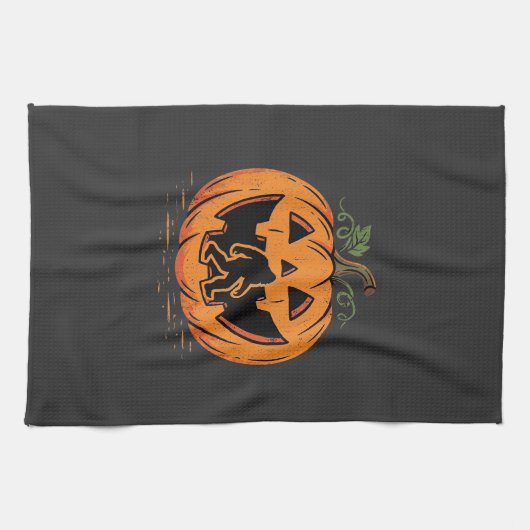 Linge De Cuisine Conception de silhouette de citrouille Halloween B (Horizontal)