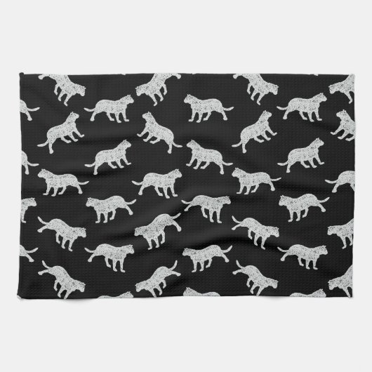 Linge De Cuisine Conception de silhouettes de chats Rétro Kitts Art (Horizontal)