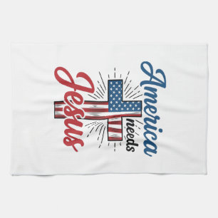 Linge De Cuisine Conception de t-shirt croix patriotique L'Amérique