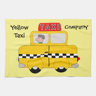Linge De Cuisine Conception de taxi jaune