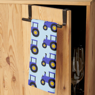 Linge De Cuisine Conception de tracteur bleu sur fond de couleur au