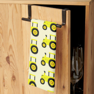 Linge De Cuisine Conception de tracteur jaune sur fond de couleur a