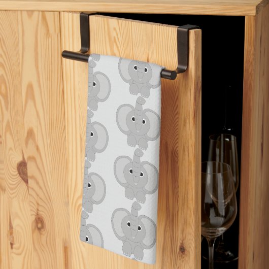 Linge De Cuisine Conception d'éléphant sur fond de couleur au choix (Pliage en tiers)