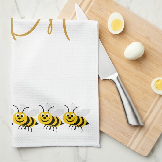Linge De Cuisine Conception des abeilles monogrammes (Quart Plié)