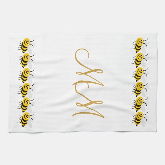 Linge De Cuisine Conception des abeilles monogrammes (Horizontal)