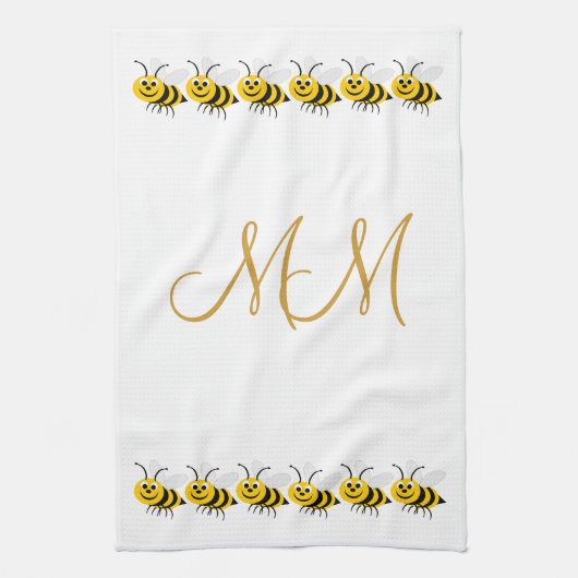 Linge De Cuisine Conception des abeilles monogrammes (Vertical)