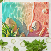 Linge De Cuisine Conception des coquilles de plage baisées au solei (Plié)