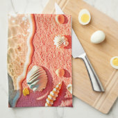 Linge De Cuisine Conception des coquilles de plage baisées au solei (Quart Plié)