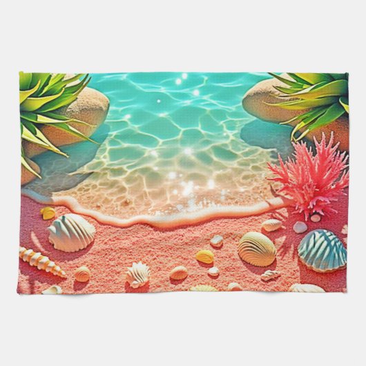Linge De Cuisine Conception des coquilles de plage baisées au solei (Horizontal)