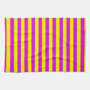Linge De Cuisine Conception des rayures pourpre et jaune