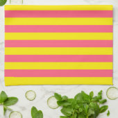Linge De Cuisine Conception des rayures rose et jaune (Plié)