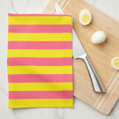 Linge De Cuisine Conception des rayures rose et jaune (Quart Plié)