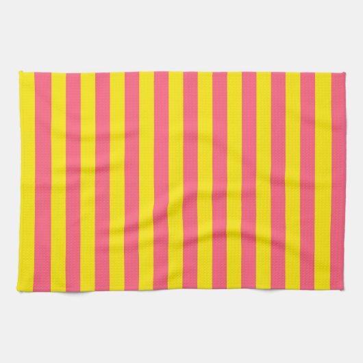Linge De Cuisine Conception des rayures rose et jaune (Horizontal)