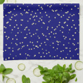 Linge De Cuisine Conception d'étoile d'or sur bleu (Plié)