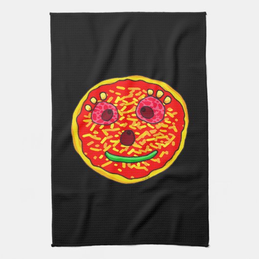 Linge De Cuisine Conception d'illustration de visage de pizza souri (Vertical)