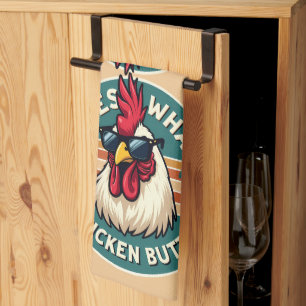 Linge De Cuisine Conception drôle de blague de poulet rétro