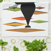 Linge De Cuisine Conception du chat noir du milieu du siècle (Plié)