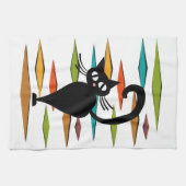 Linge De Cuisine Conception du chat noir du milieu du siècle (Horizontal)