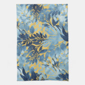 Linge De Cuisine Conception du feuillage jaune bleu métallique trop (Vertical)