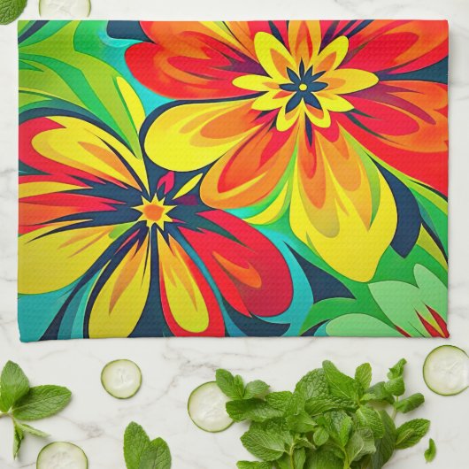Linge De Cuisine Conception expressionniste florale avide (Plié)