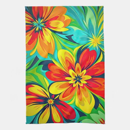 Linge De Cuisine Conception expressionniste florale avide (Vertical)