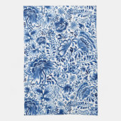 Linge De Cuisine Conception florale de batik bleu et blanc (Vertical)