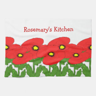 Linge De Cuisine Conception florale de coquelicots